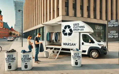 Mobilny punkt zbiórki odzieży w Warszawie. Gdzie oddać ubrania dla bezdomnych? Tutaj! Wóz z wieszakami i pojemniki na odzież czekają.