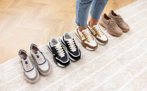 Wybierasz jakie buty na siłownię damskie? Zobacz stylowe sneakersy w różnych kolorach: beżowe, biało-brązowe, czarne i szaro-niebieskie.