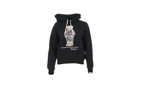 Czarna bluza z kapturem Polo Bear by Ralph Lauren. Zastanawiasz się, ile waży bluza Ralph Lauren? Ta jest lekka i stylowa.