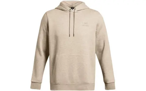 Beżowa bluza Under Armour bez kaptura z kieszenią kangurką i dyskretnym logo.