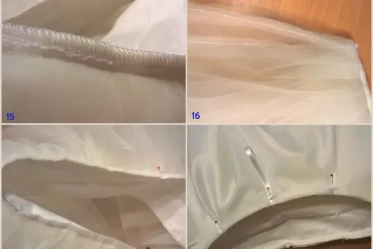 Detale szycia spódniczki z tiulu: obrębienie, warstwy tiulu, wszywanie podszewki. Kolejne kroki, jak uszyć spódniczkę z tiulu.