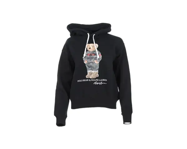 Czarna bluza z kapturem Polo Bear by Ralph Lauren. Zastanawiasz się, ile waży bluza Ralph Lauren? Ta jest lekka i stylowa.