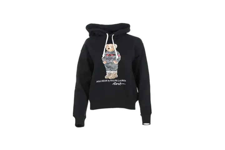 Czarna bluza z kapturem Polo Bear by Ralph Lauren. Zastanawiasz się, ile waży bluza Ralph Lauren? Ta jest lekka i stylowa.